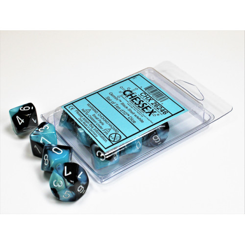 Gemini Black-Shell/white Set of Ten d10s