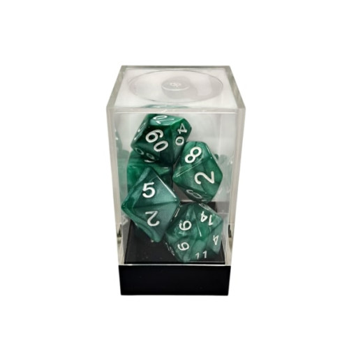 Marble Green/White Polyhedral 7-Die Set