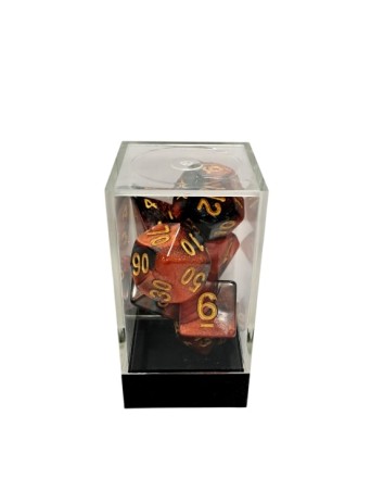 Dual Red-Black/Gold Polyhedral 7-Die Set
