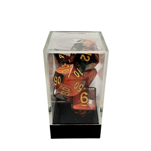 Dual Red-Black/Gold Polyhedral 7-Die Set