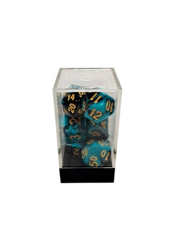 Dual Blue-Black/Gold Polyhedral 7-Die Set