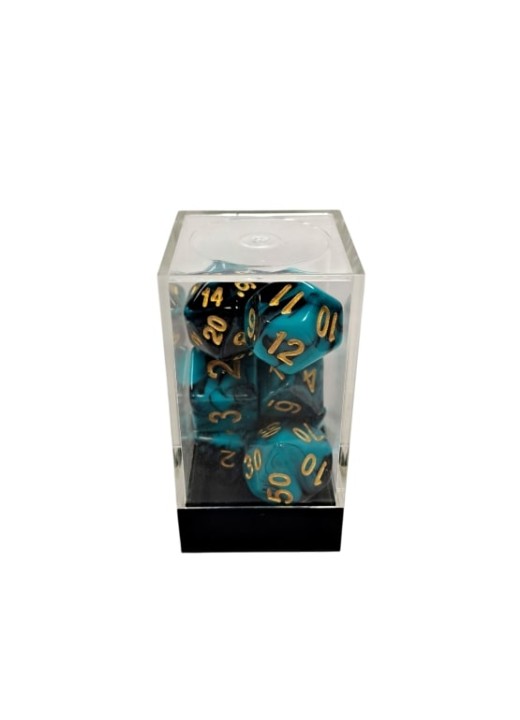 Dual Blue-Black/Gold Polyhedral 7-Die Set