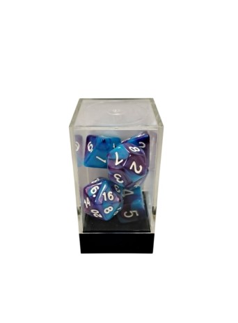 Dual Blue-Purple/White Polyhedral 7-Die Set