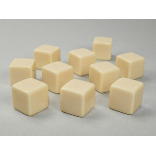 Opaque Polyhedral Bag of 10 Blank Ivory d6 Dice
