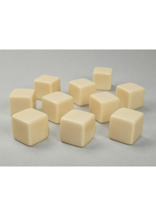 Opaque Polyhedral Bag of 10 Blank Ivory d6 Dice